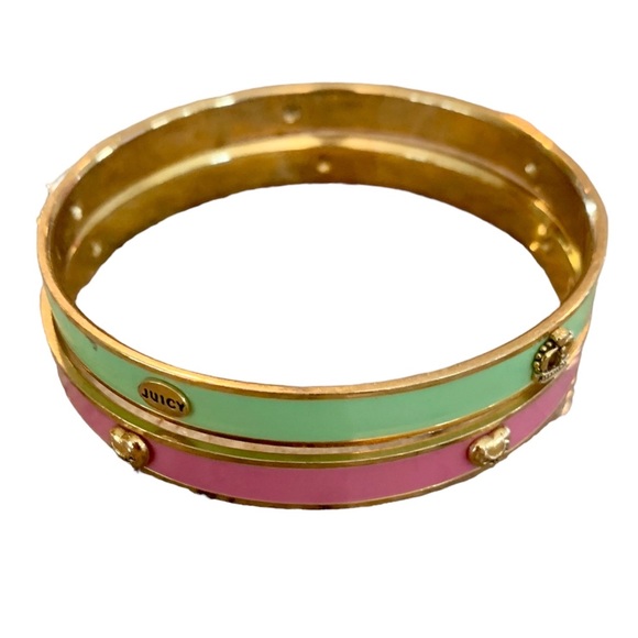 👑💕Set of 2 Juicy Couture Gold Tone Enamel Bangles - Picture 3 of 6